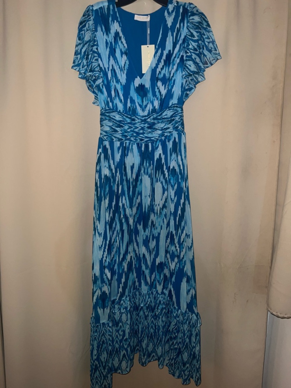Ramy Brook Blue Ikat-Print Maxi Dress